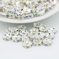 Best Selling IA0205 Nickel Black Plating Metal Crystal AB Rhinestone Rondelle Spacer Beads